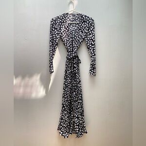 Diane Von Furstenberg - Navy and White Floral Wrap Dress